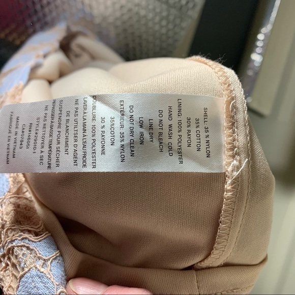 monteau Feminin Blue Floral Crochet Lace Top XS Baby Doll Cap Ruffle Sleeves - Picture 8 of 8